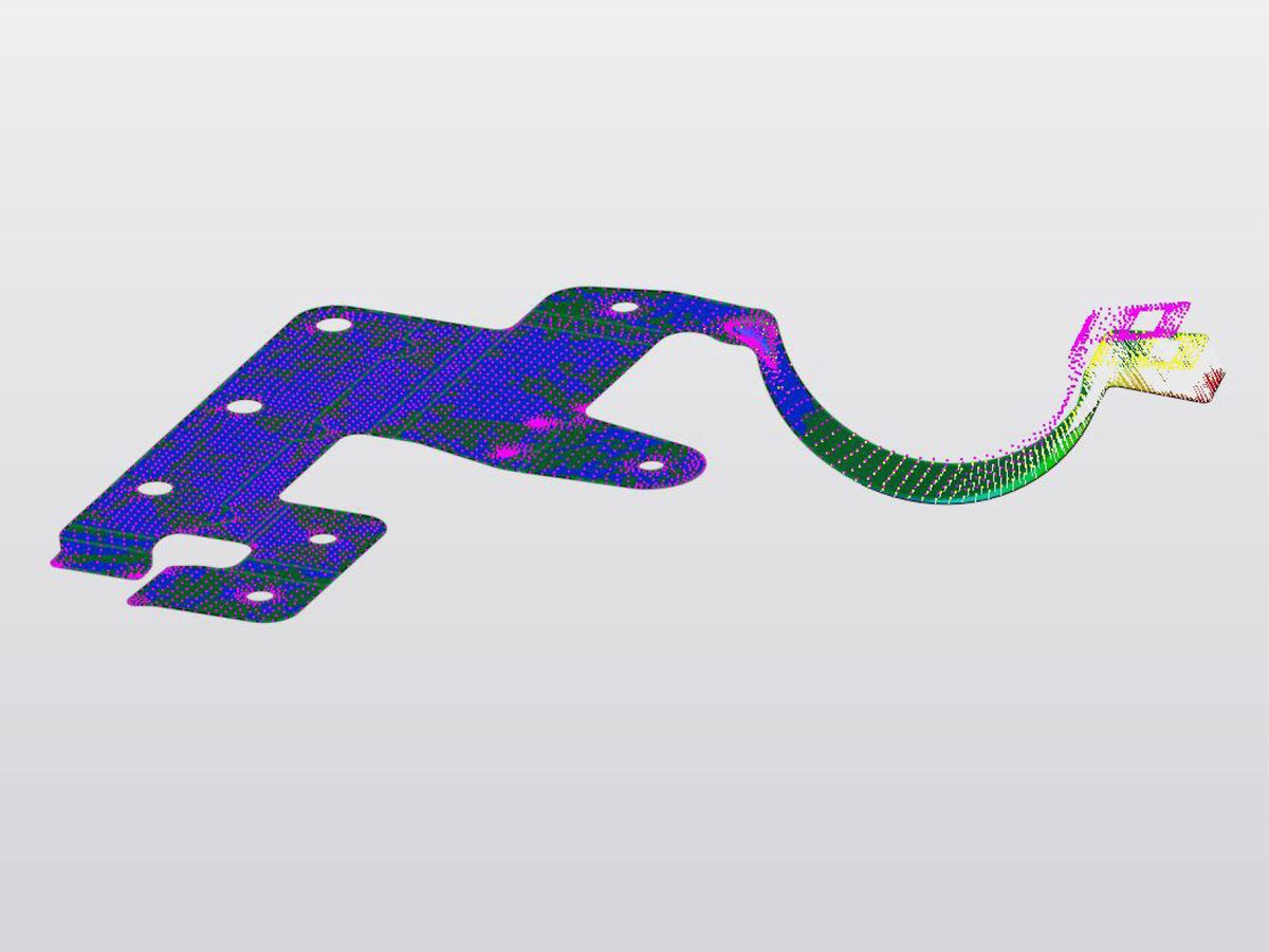 CAD-Modell eines Blechteils mit Netzdarstellung